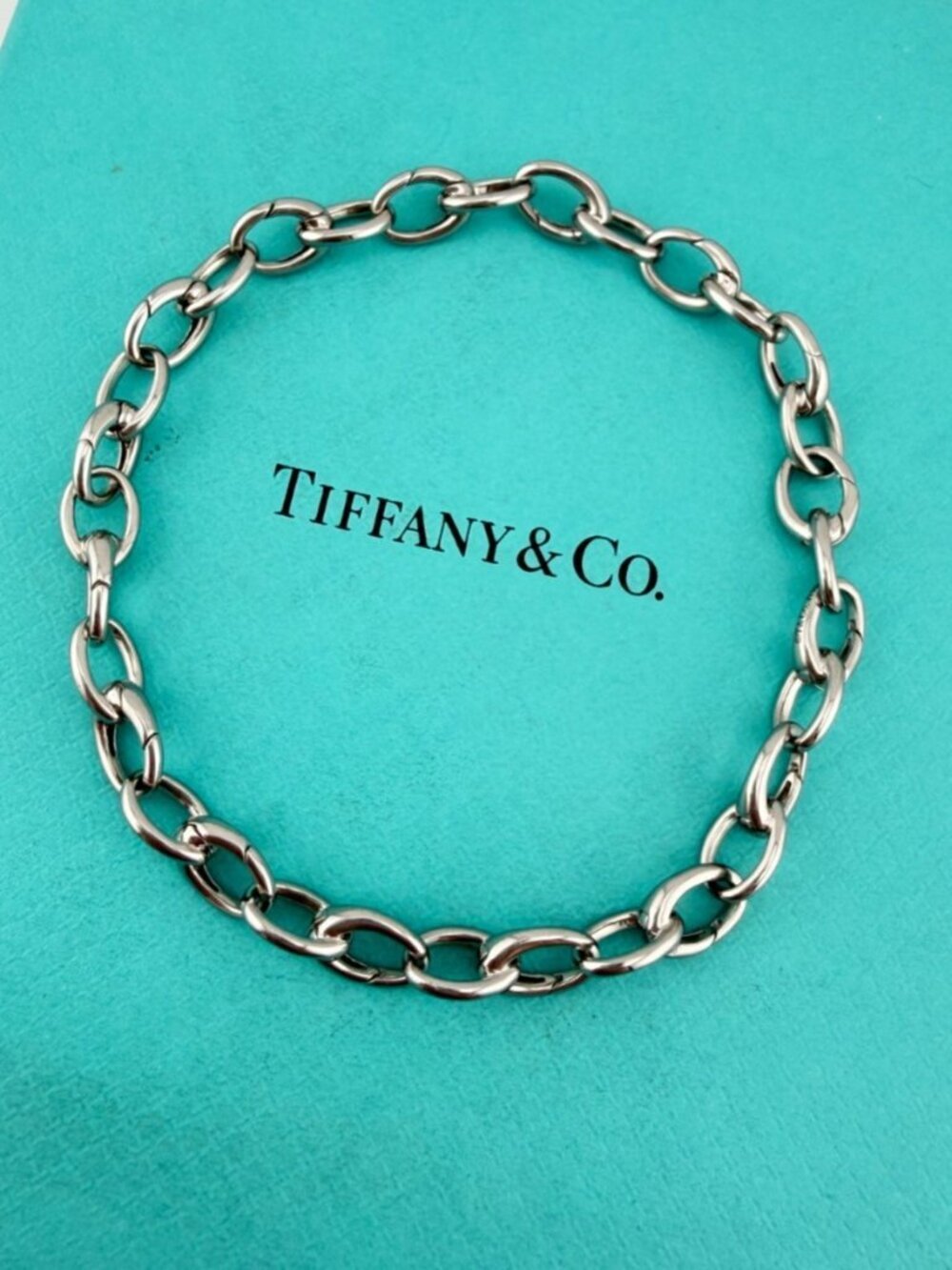 Tiffany & Co. Platinum Clasping Link Charm Bracelet 16.3g Excellent Preowned